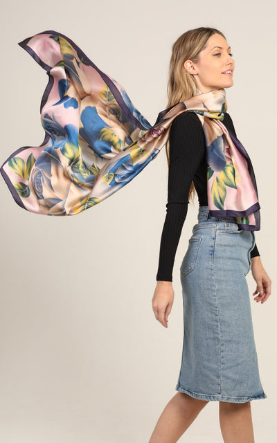Multi Floral Silk Scarf