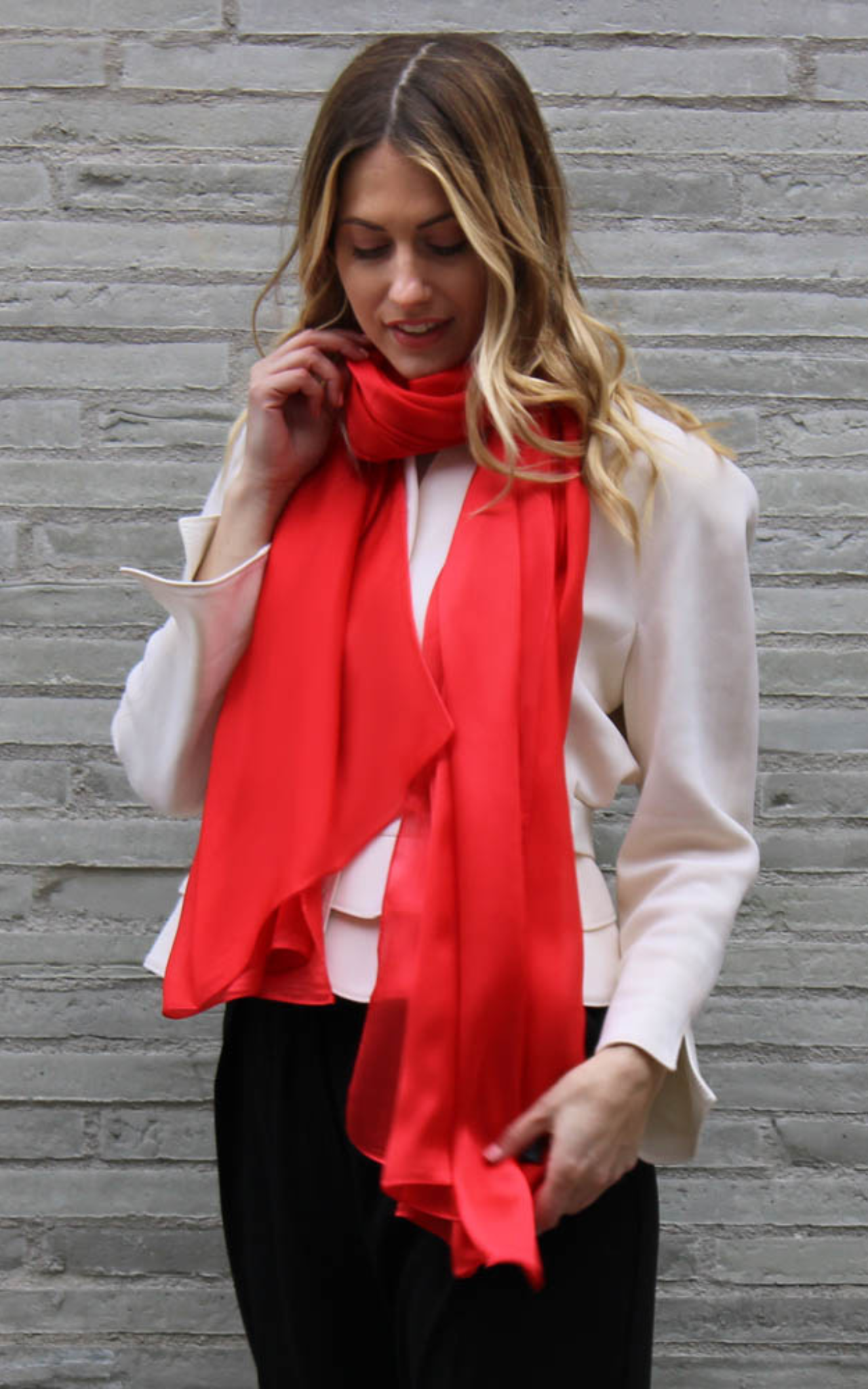 Red silk shawl discount