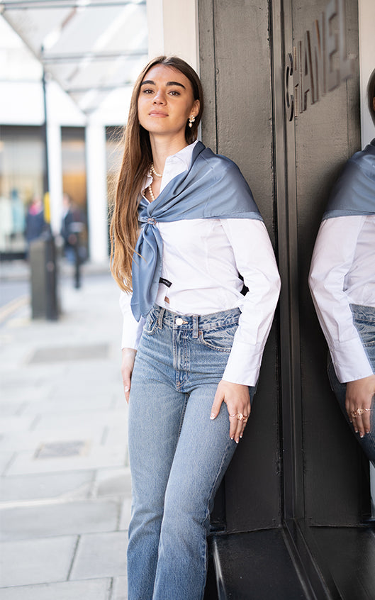 Sky Blue Soft Silk Scarf