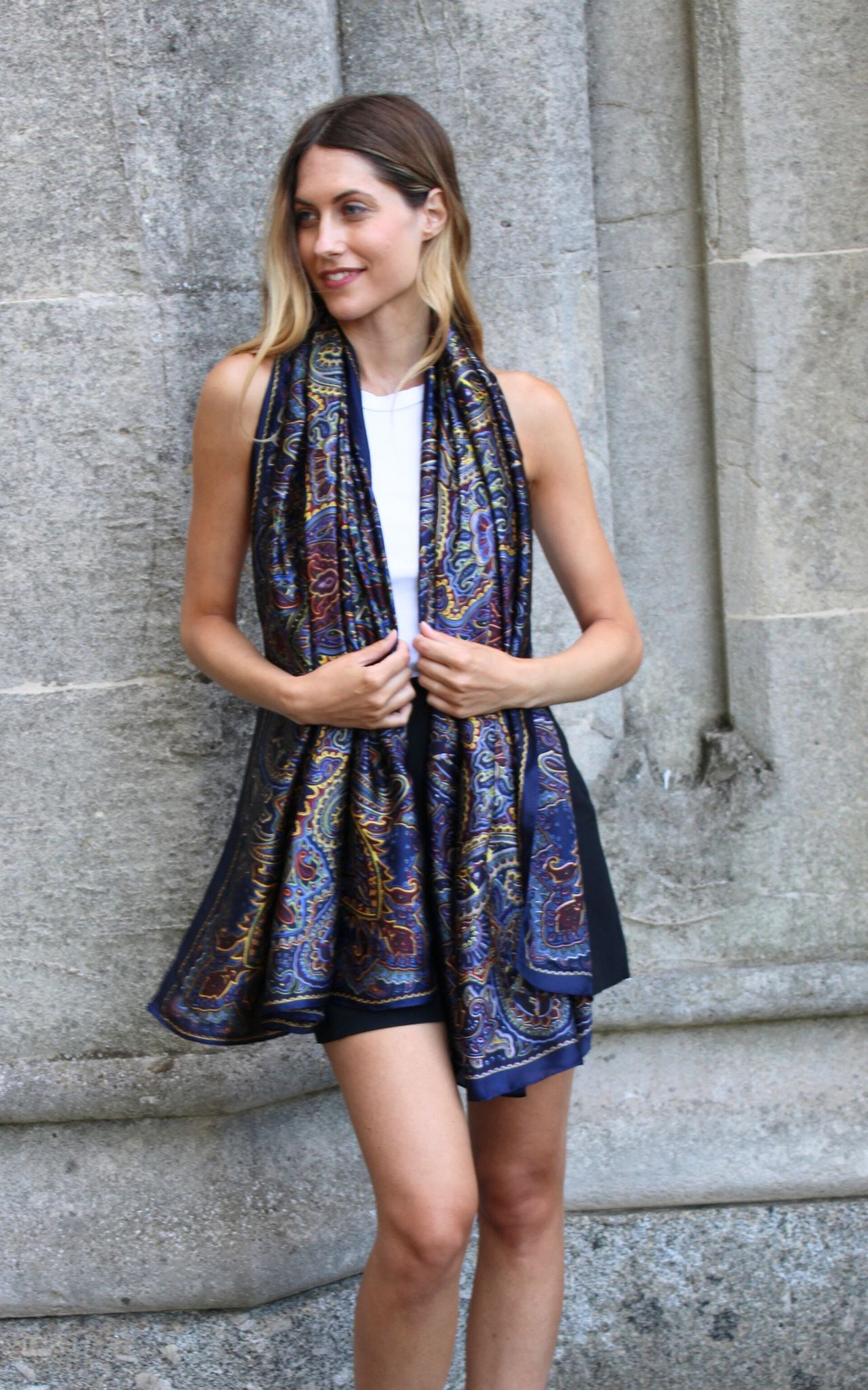 Purple Paisley Design Silk Scarf
