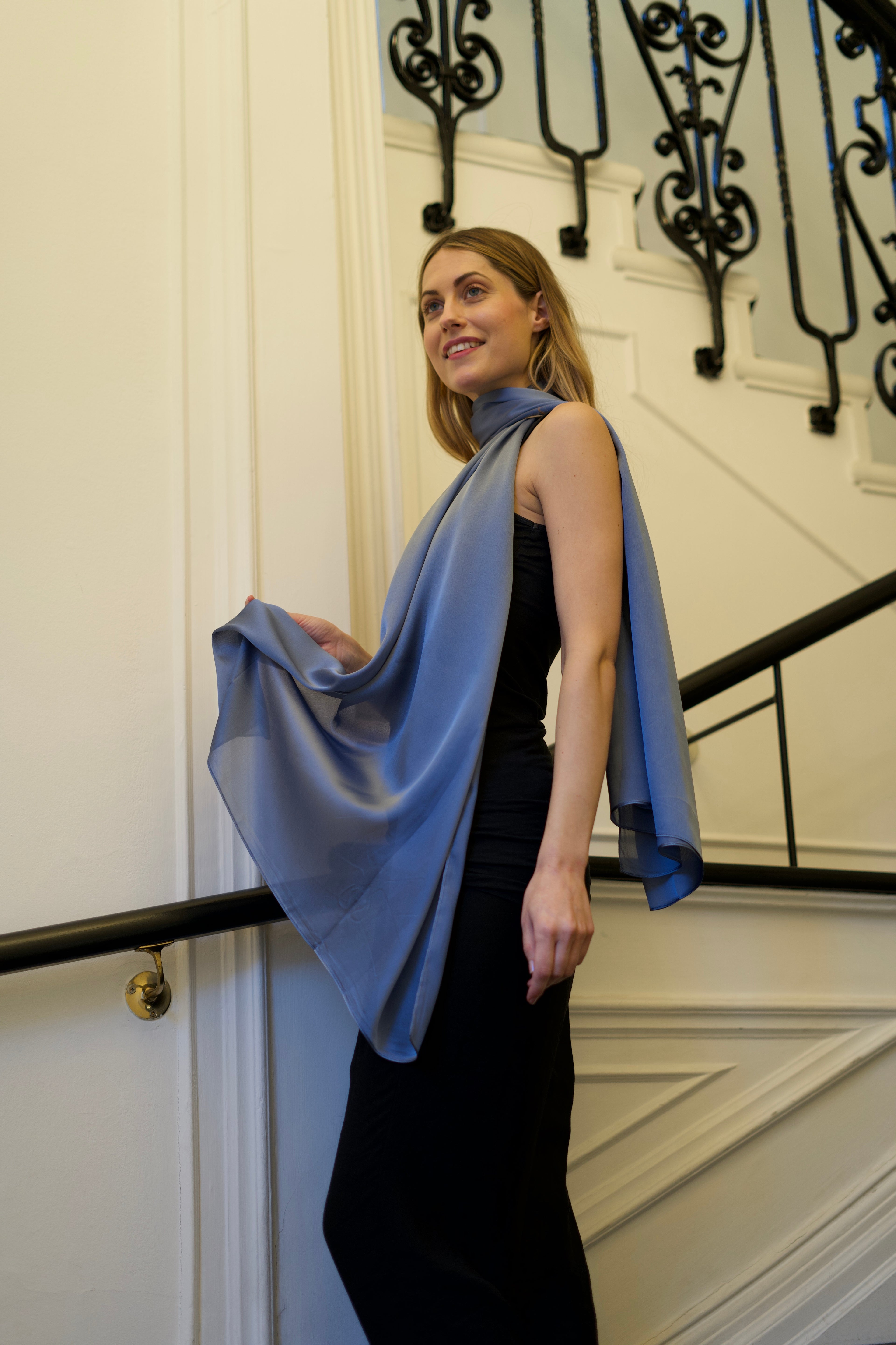 Sky Blue Soft Silk Scarf