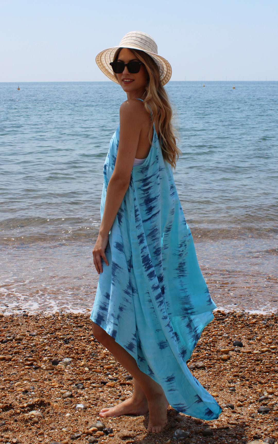 Blue Tie Dye Strappy Asymmetrical hanky hem cami Dress Gratitude Fashion Limited Blue Tie Dye Strappy Asymmetrical hanky hem cami Dress Gratitude Fashion Limited