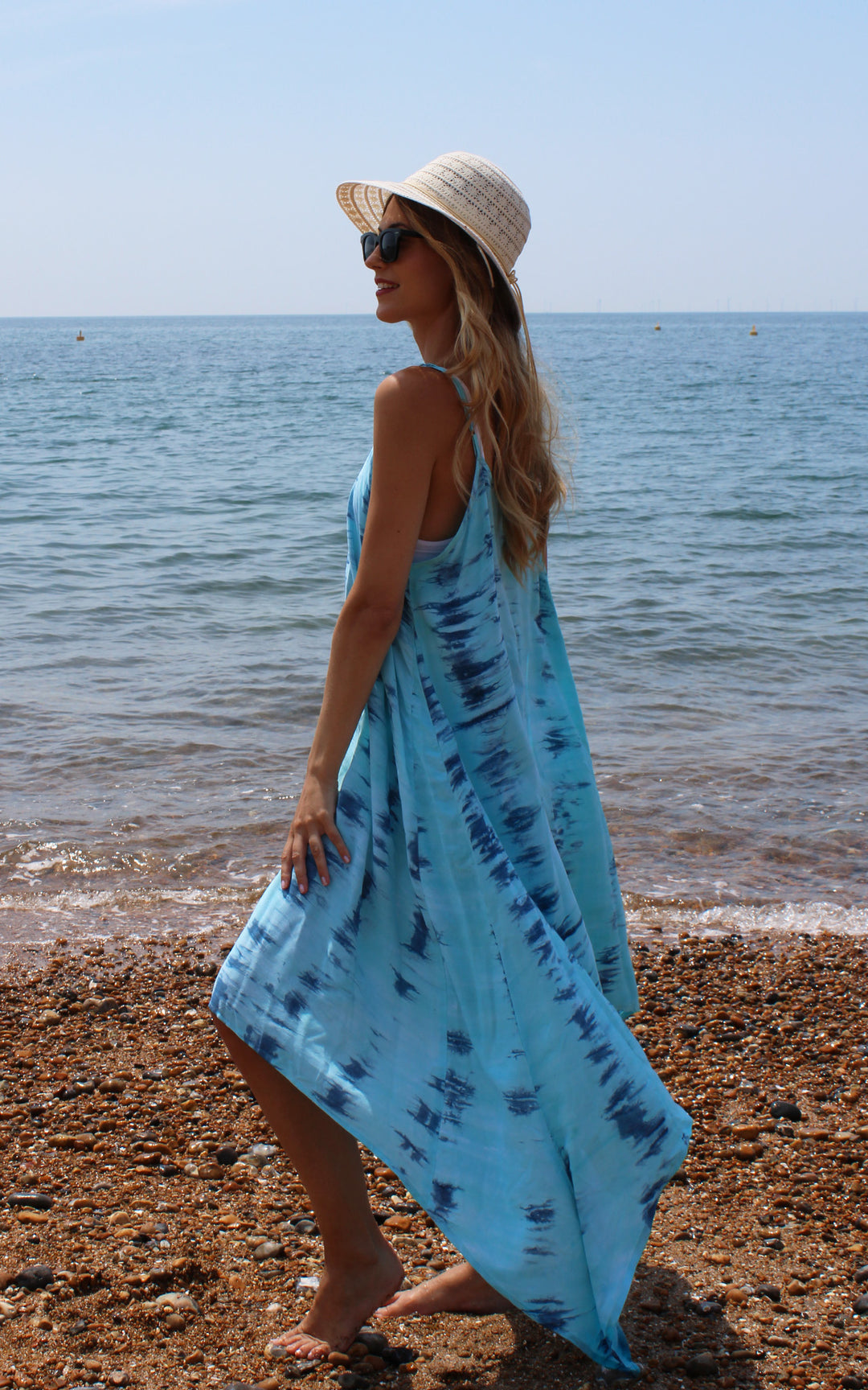 Blue Tie Dye Strappy Asymmetrical hanky hem cami Dress Gratitude Fashion Limited Blue Tie Dye Strappy Asymmetrical hanky hem cami Dress Gratitude Fashion Limited