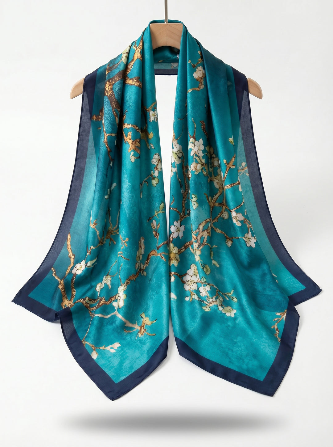 Blue Floral Silk Scarf