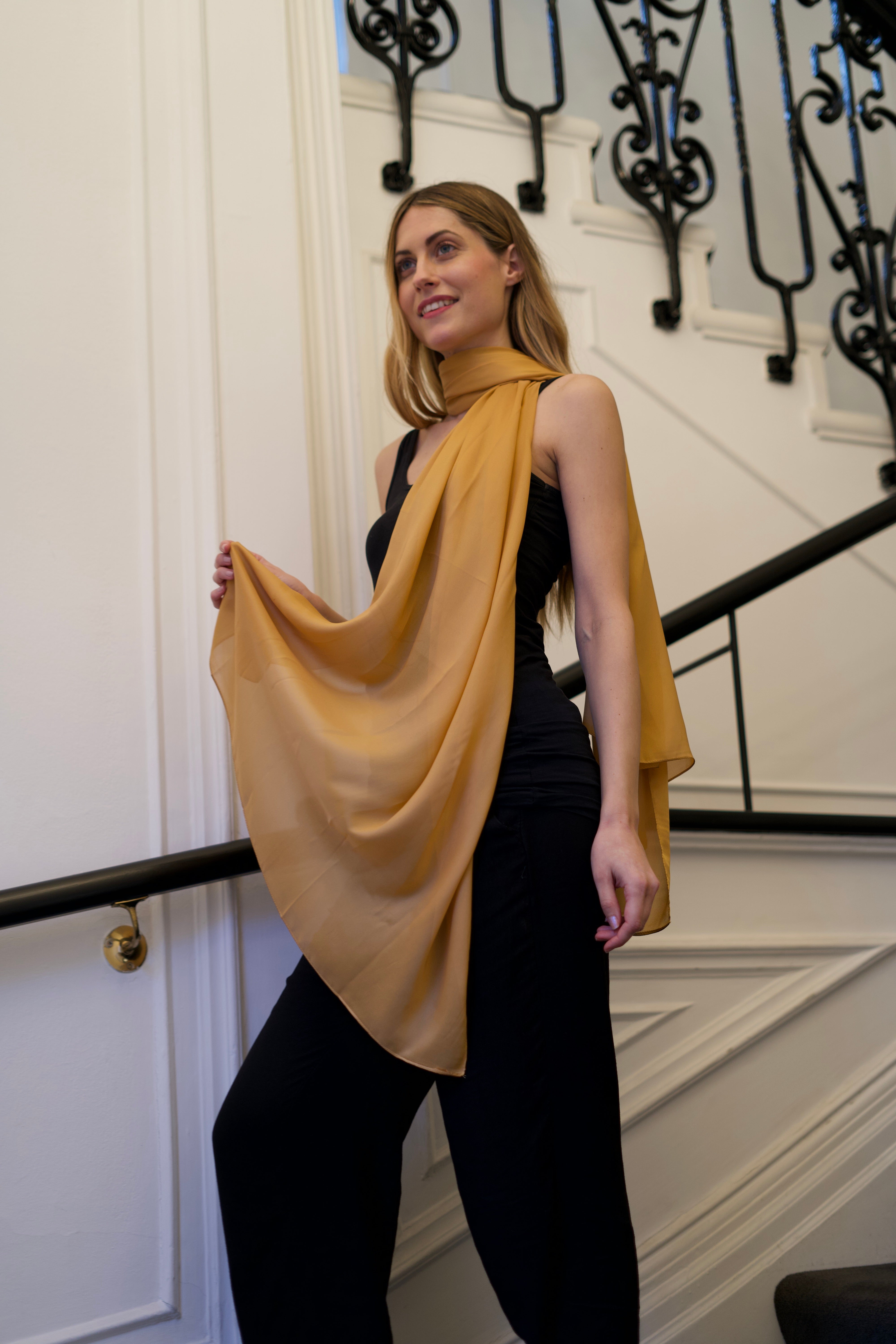 Honey Yellow Silk Scarf Gratitude Fashion Limited