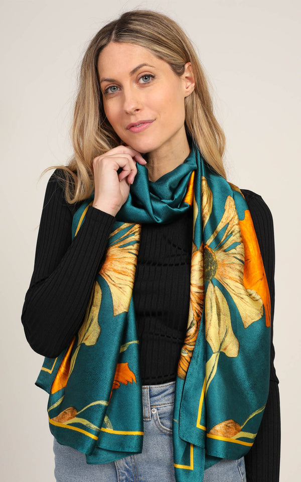 Multi Print Silk Scarf