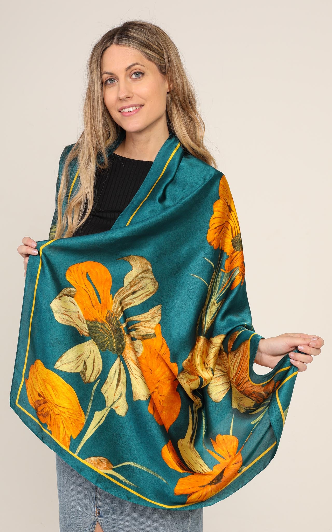 Multi Print Silk Scarf