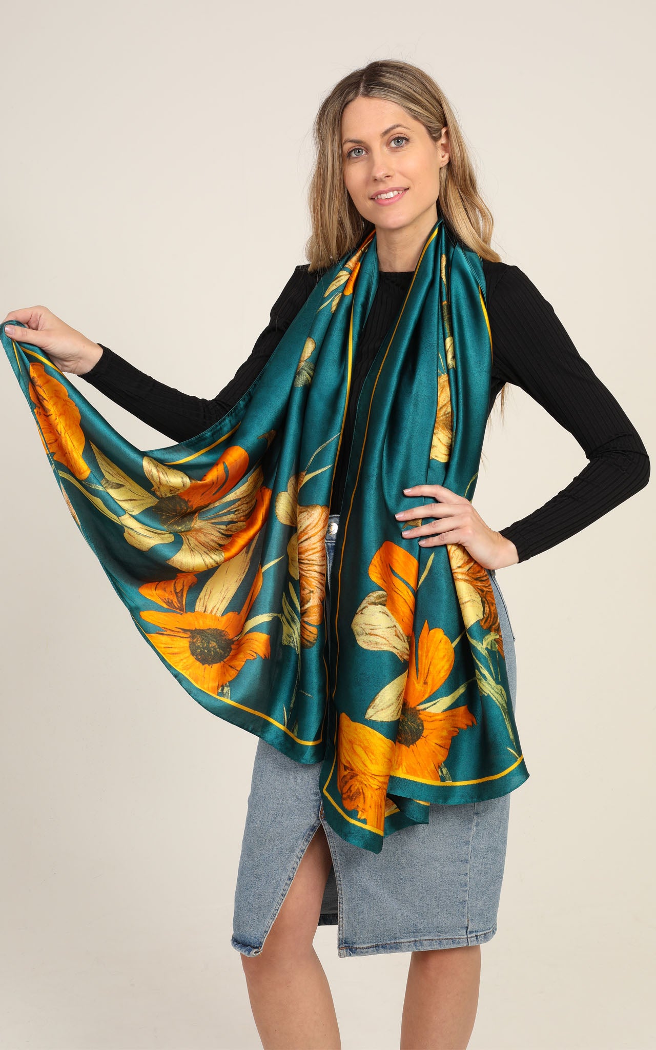 Multi Print Silk Scarf
