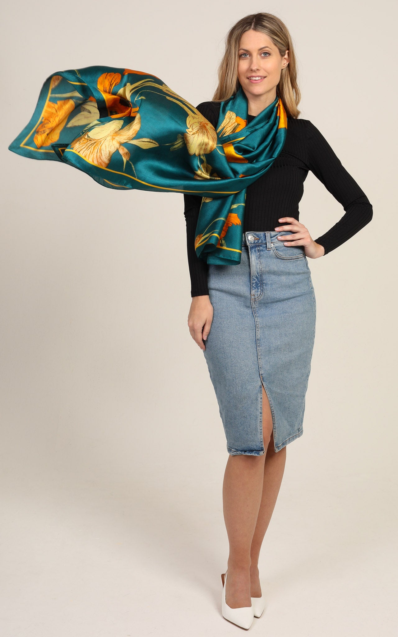 Multi Print Silk Scarf