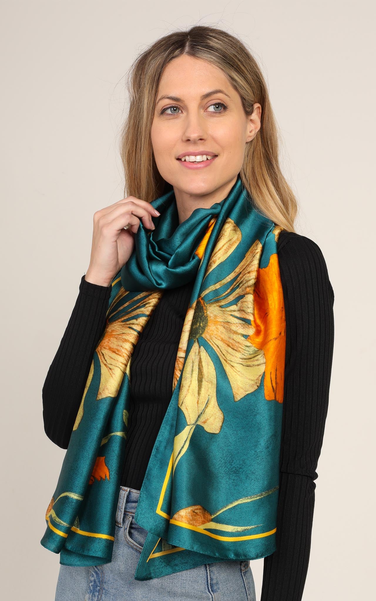 Multi Print Silk Scarf