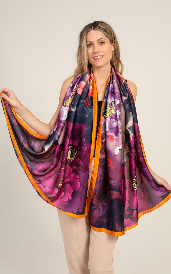 Multi Pink & Purple Silk Scarf