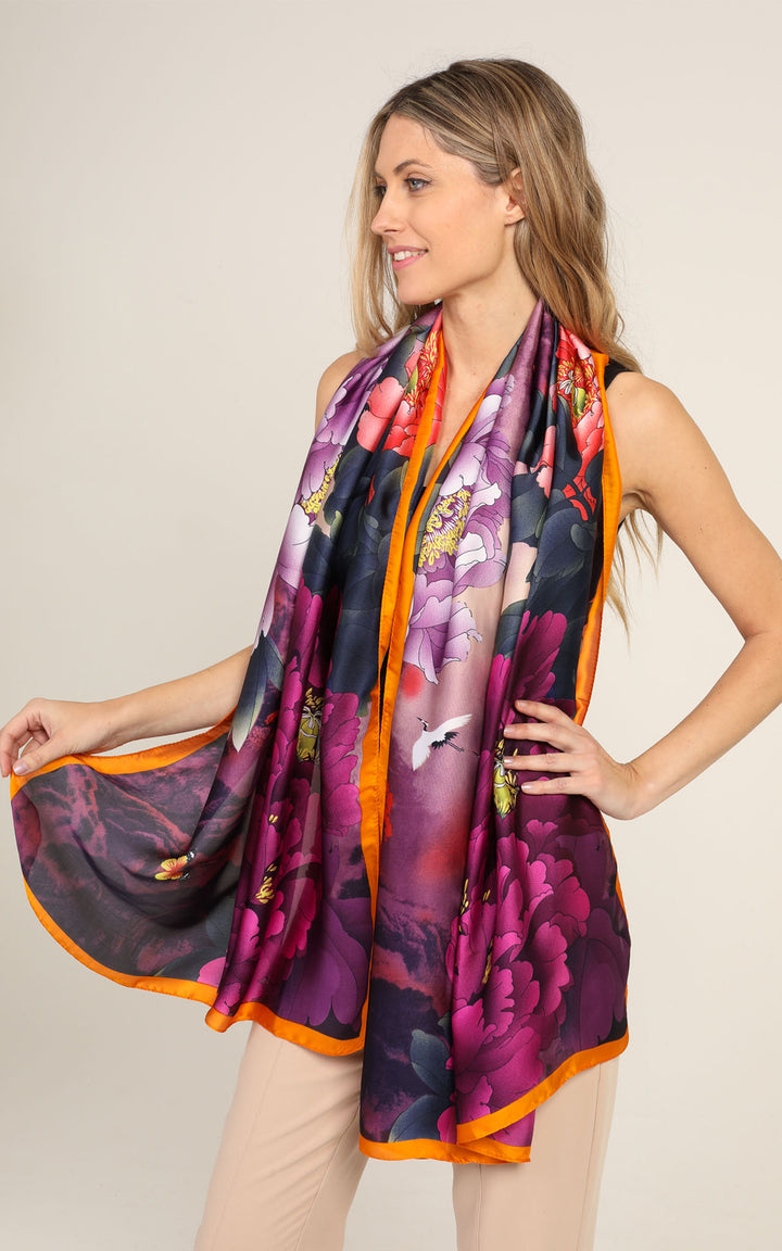 Multi Pink & Purple Silk Scarf