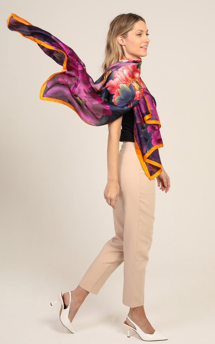 Multi Pink & Purple Silk Scarf