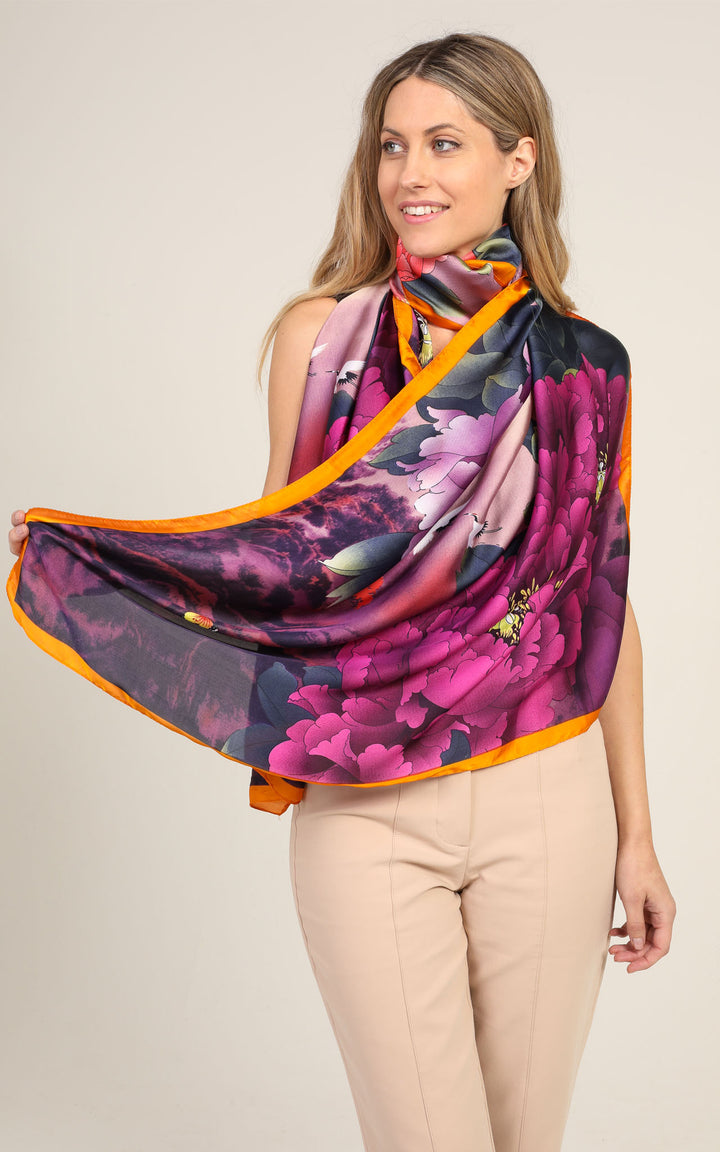 Multi Pink & Purple Silk Scarf