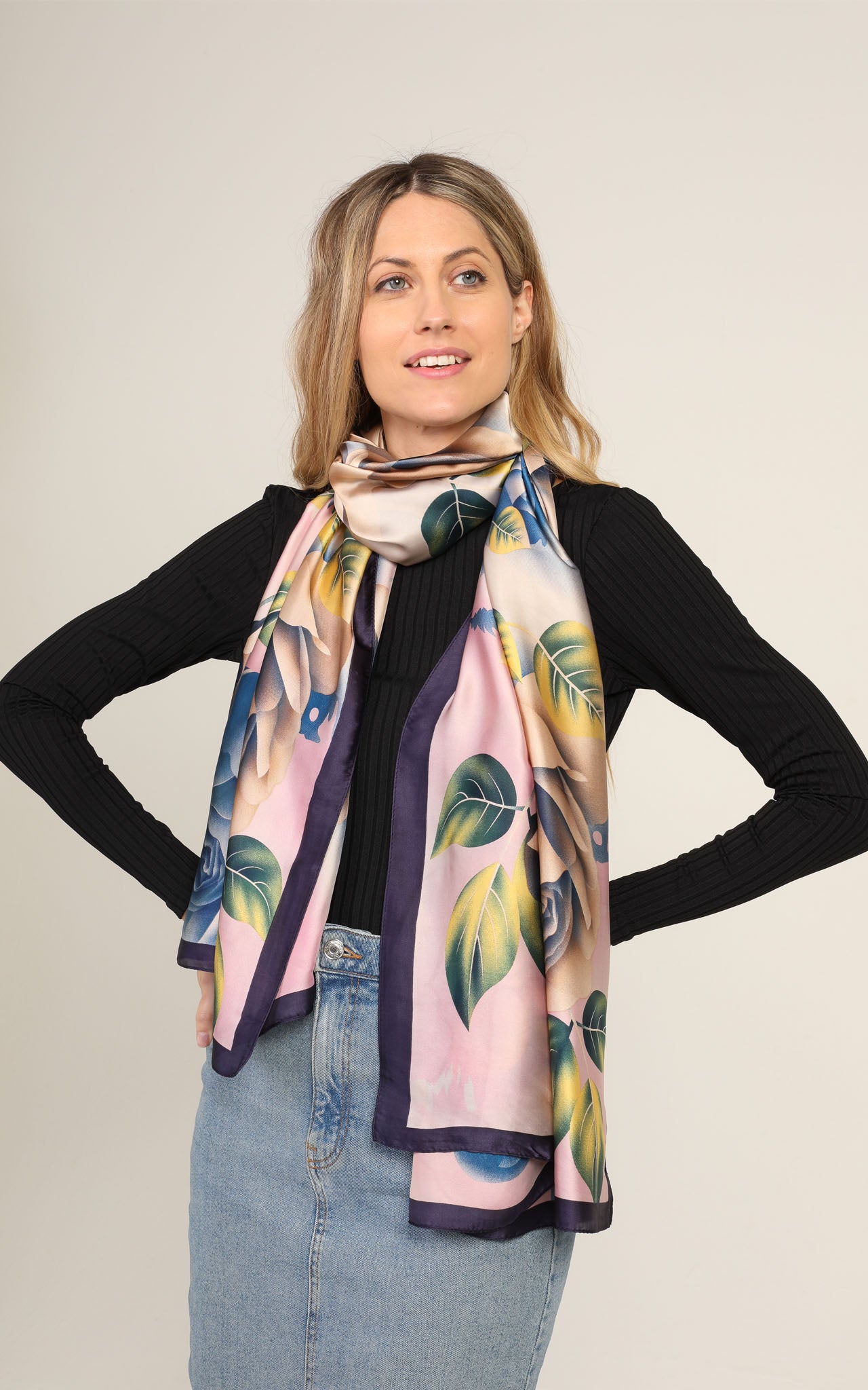 Multi Floral Silk Scarf