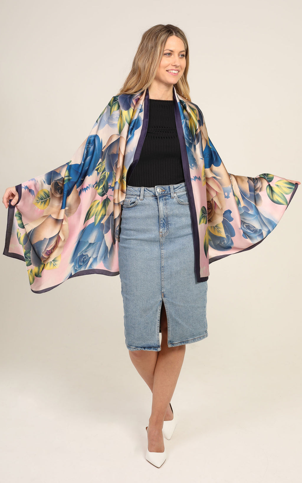 Multi Floral Silk Scarf
