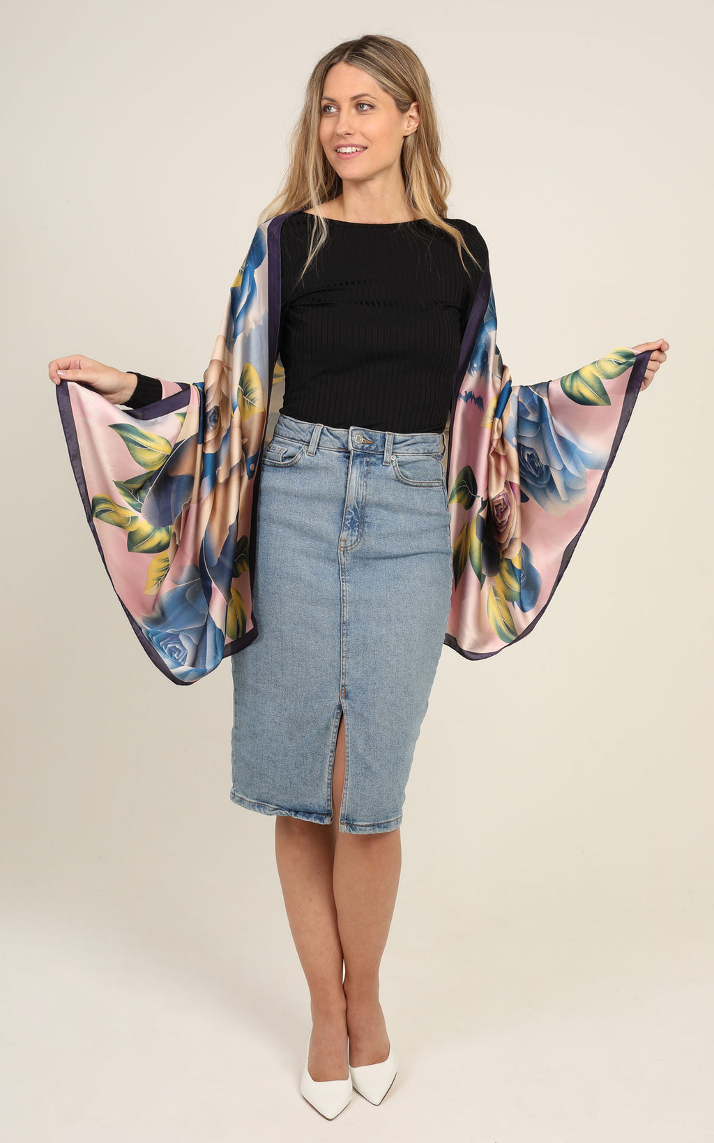 Multi Floral Silk Scarf