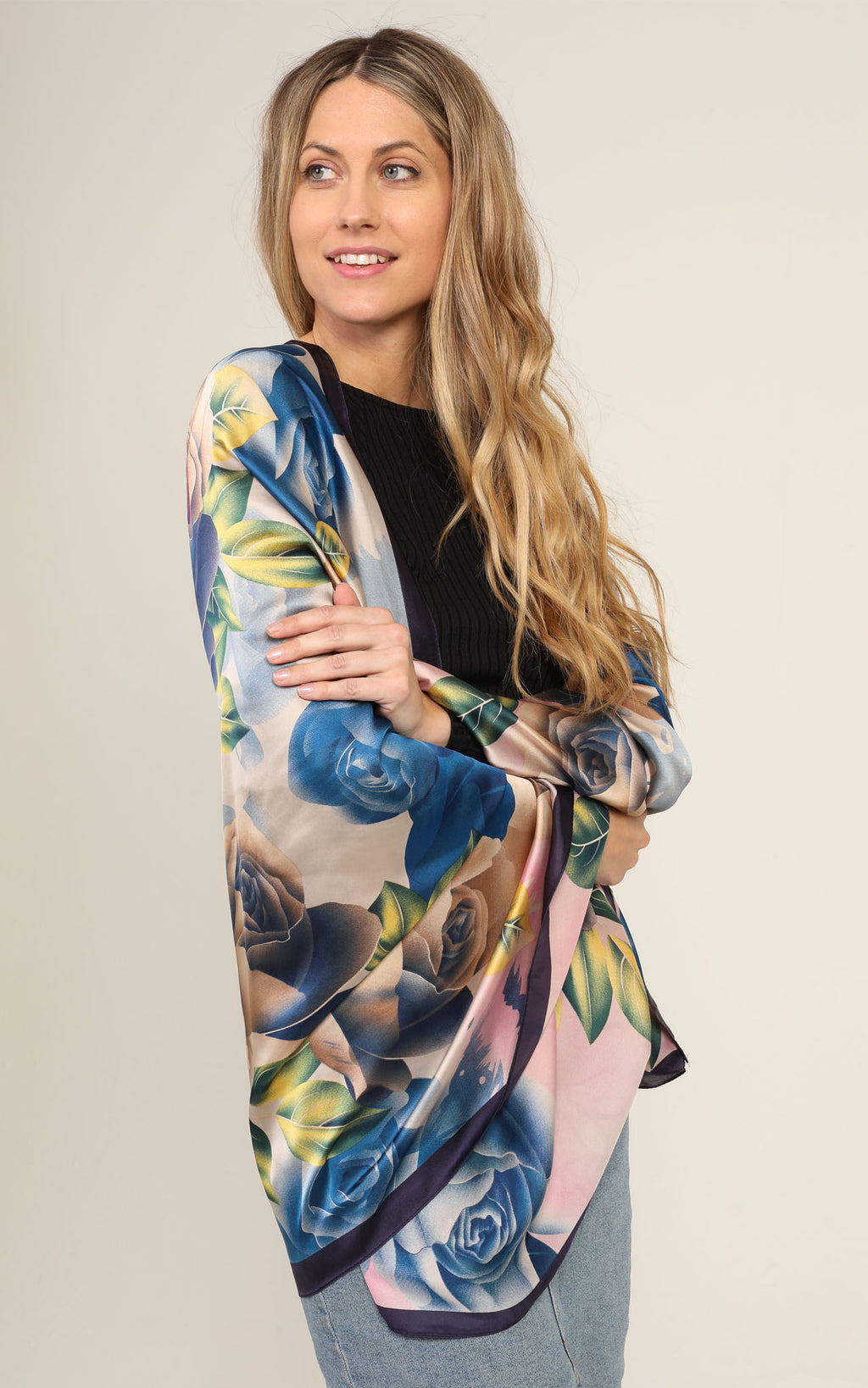 Multi Floral Silk Scarf