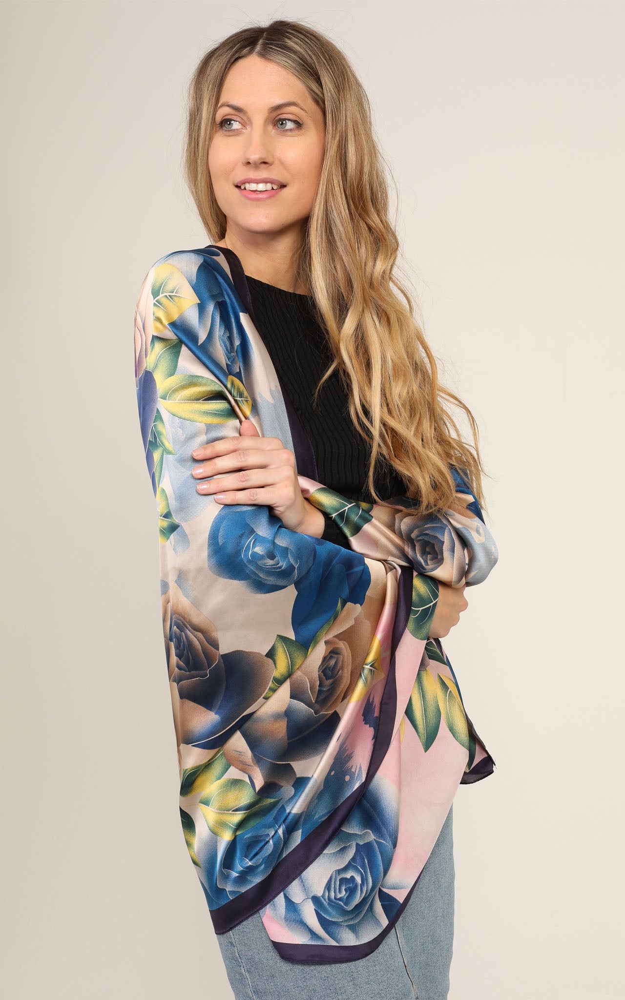Multi Floral Silk Scarf