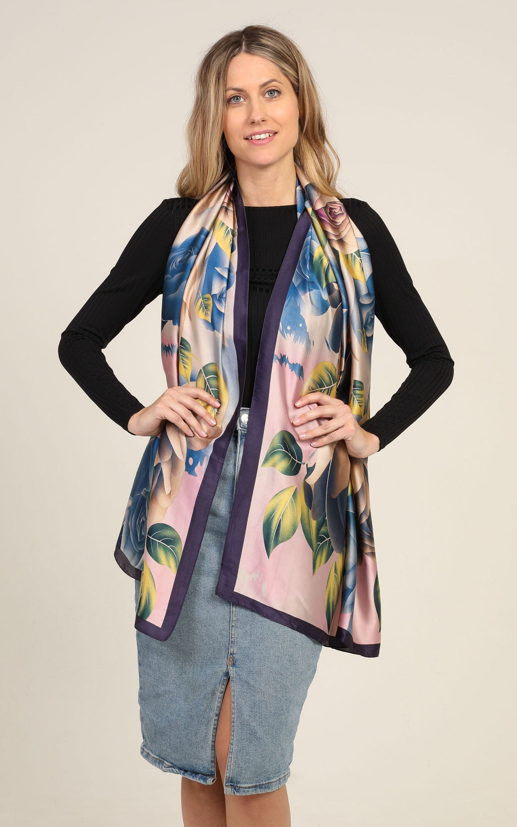 Multi Floral Silk Scarf