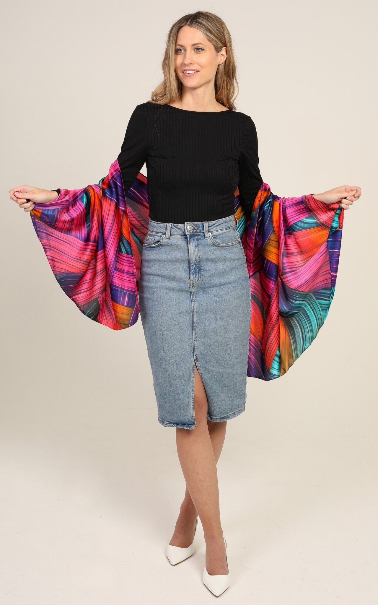 Multicolour Pink Vibrant Silk Scarf