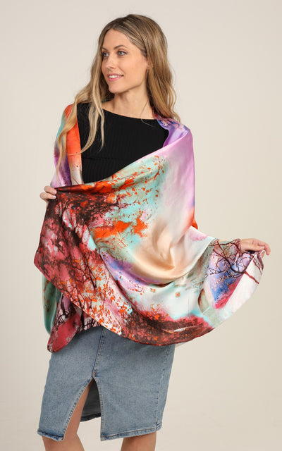 Rainbow  Print Silk Scarf