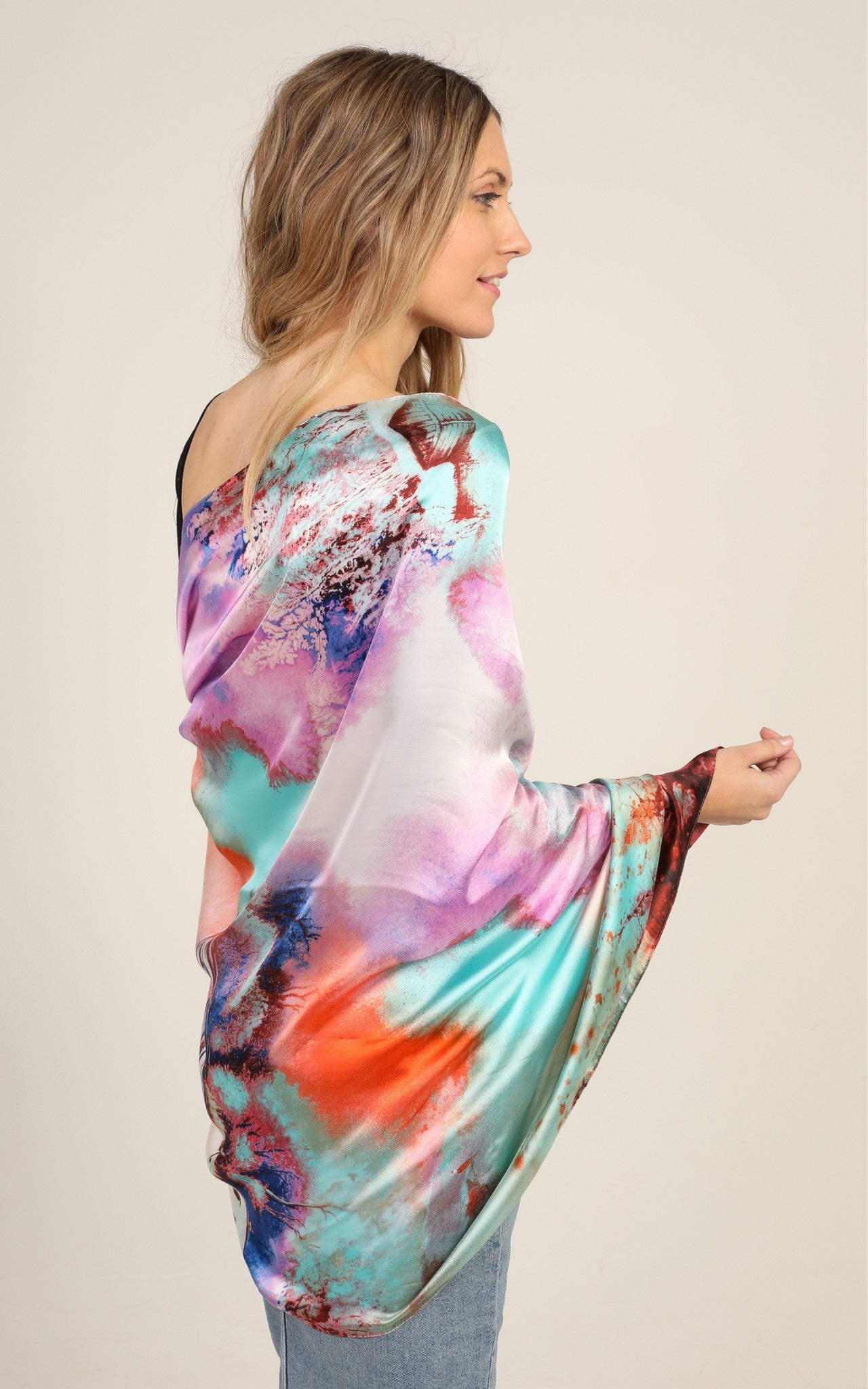 Rainbow  Print Silk Scarf