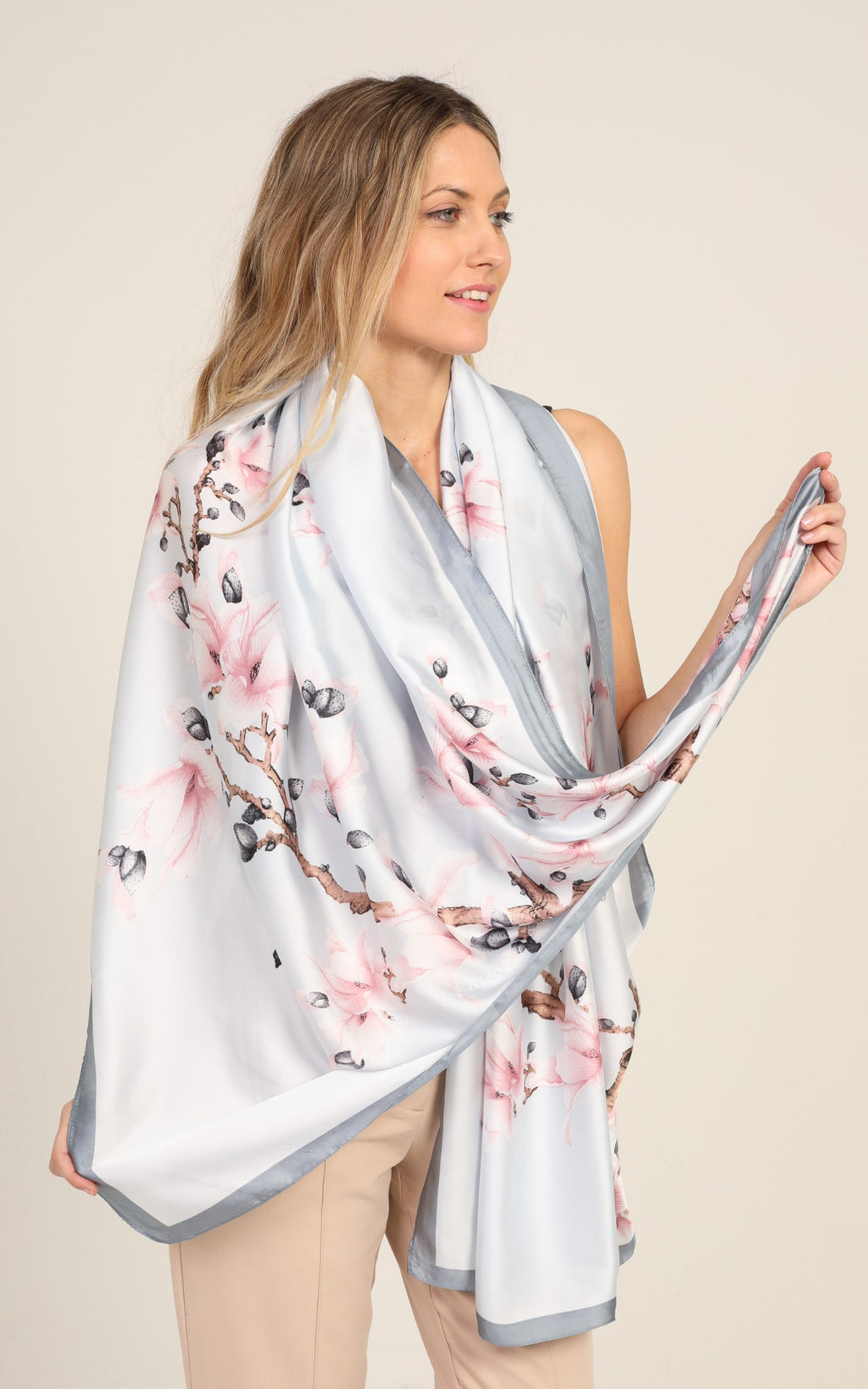 Light Grey Silk Scarf