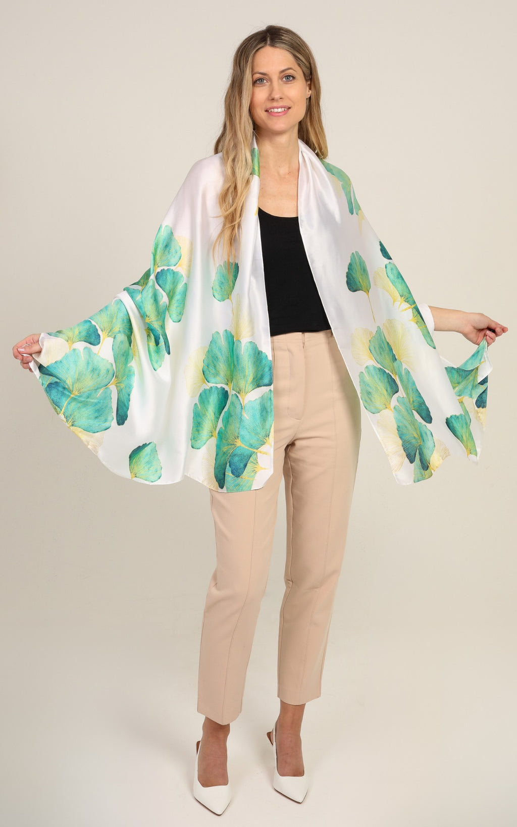Blue Flower Silk Scarf