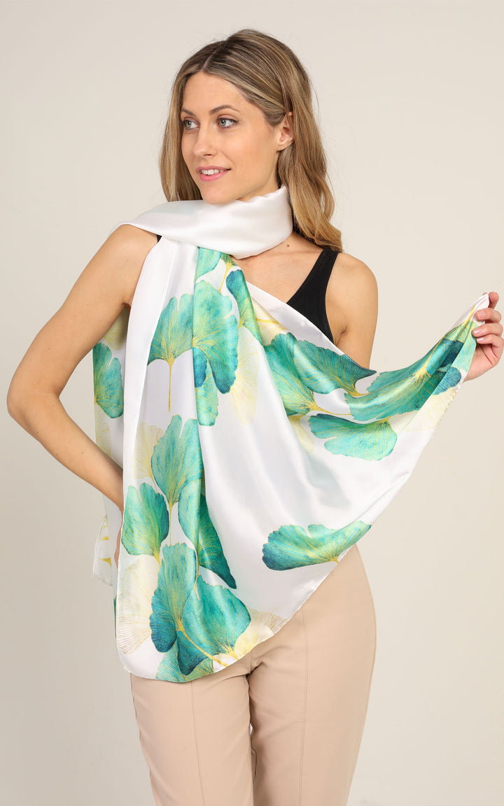 Blue Flower Silk Scarf