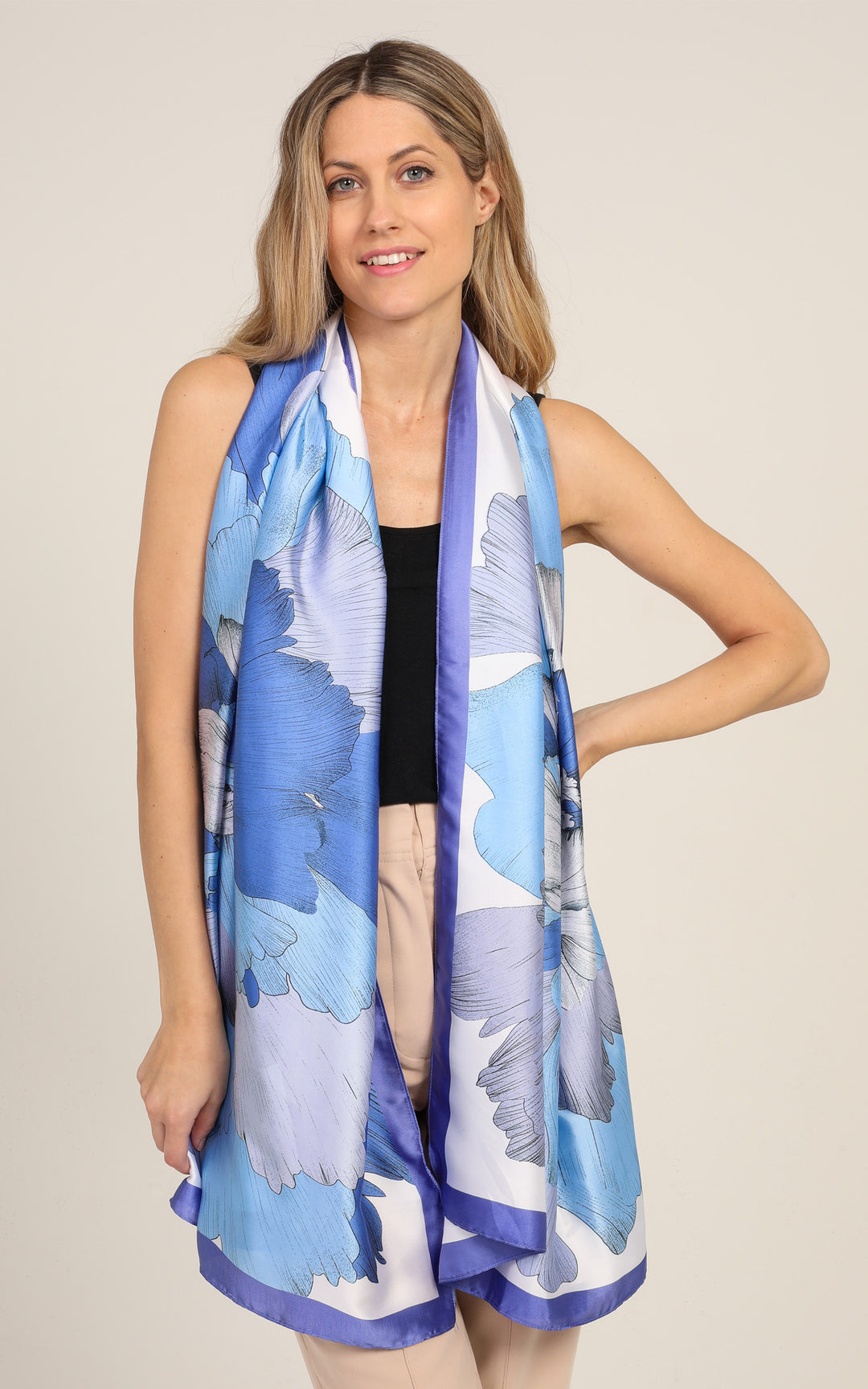 Blue & White Silk Scarf