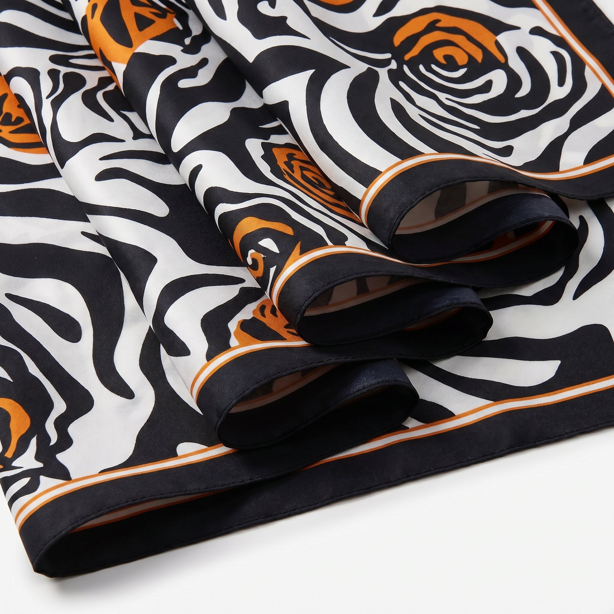 Zebra print with Oarange rose silk scarf