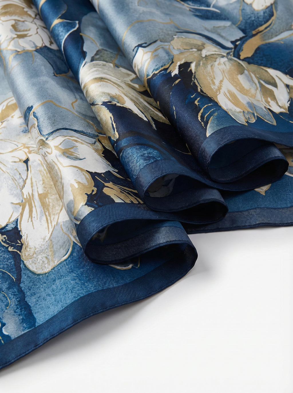 BLUE BLOSSOM PETAL SILK SCARF