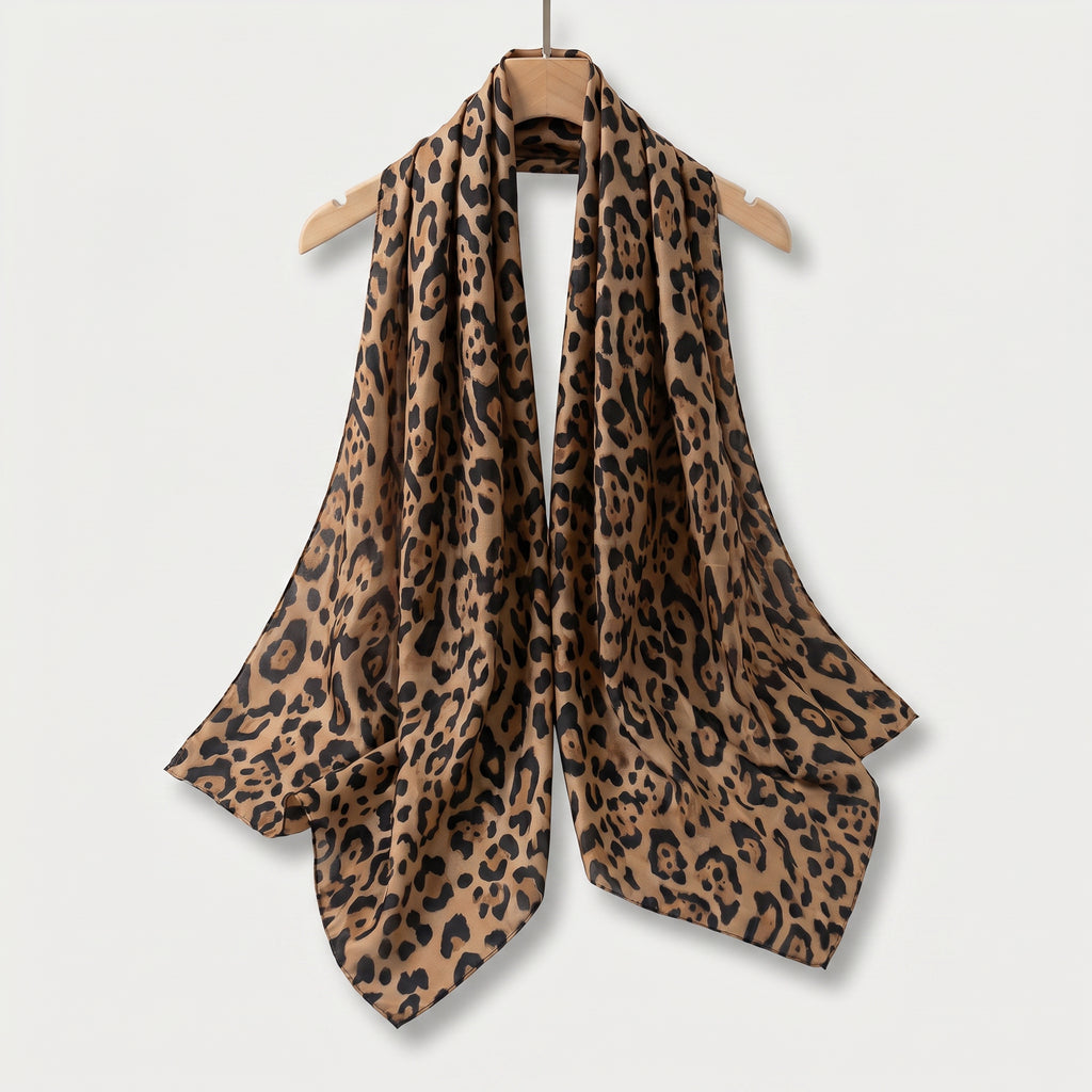 GOLDEN LEOPARD SILK SCARF