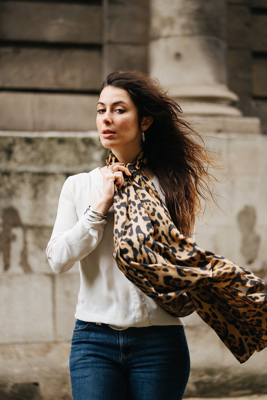 GOLDEN LEOPARD SILK SCARF