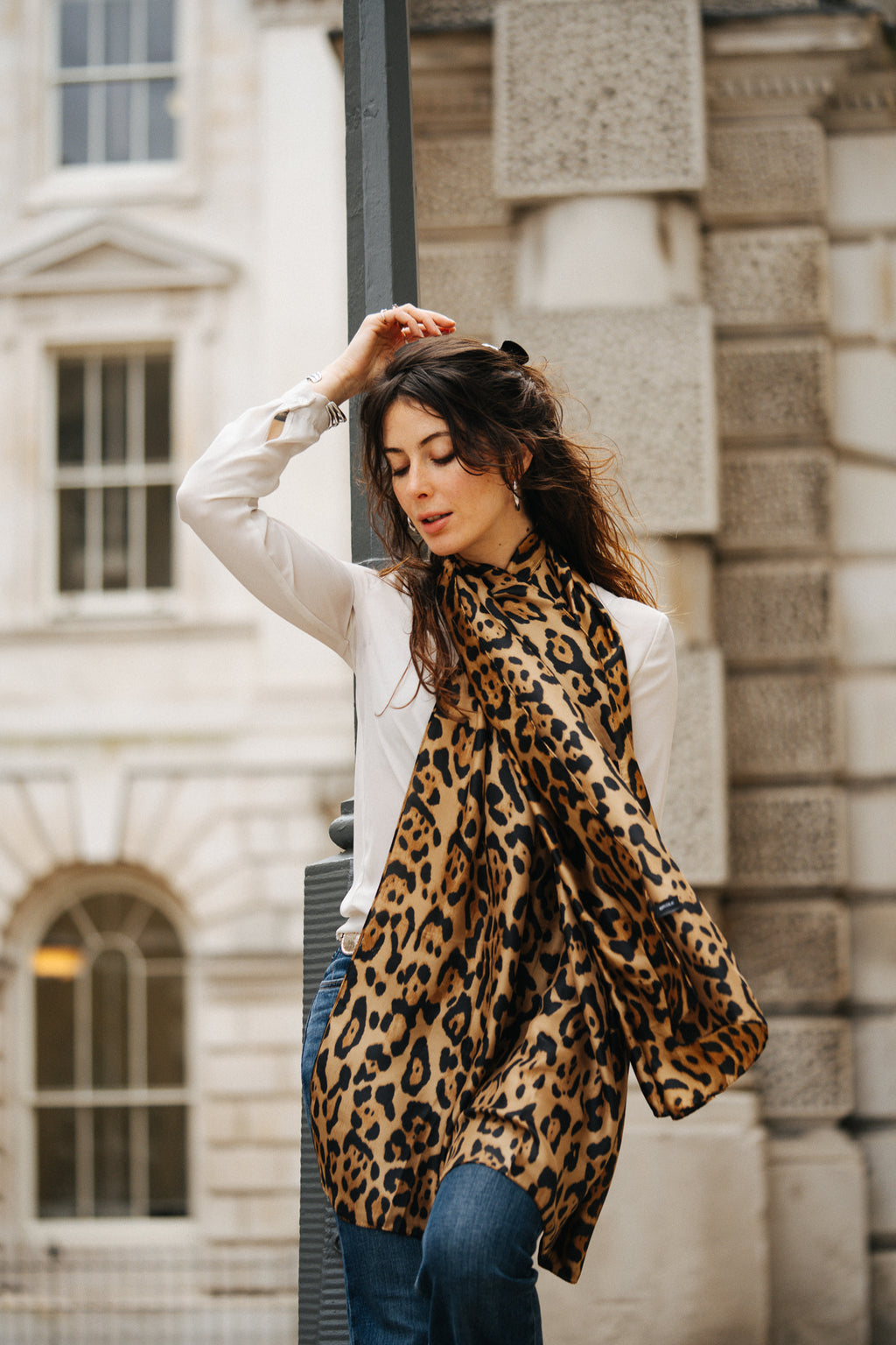 GOLDEN LEOPARD SILK SCARF