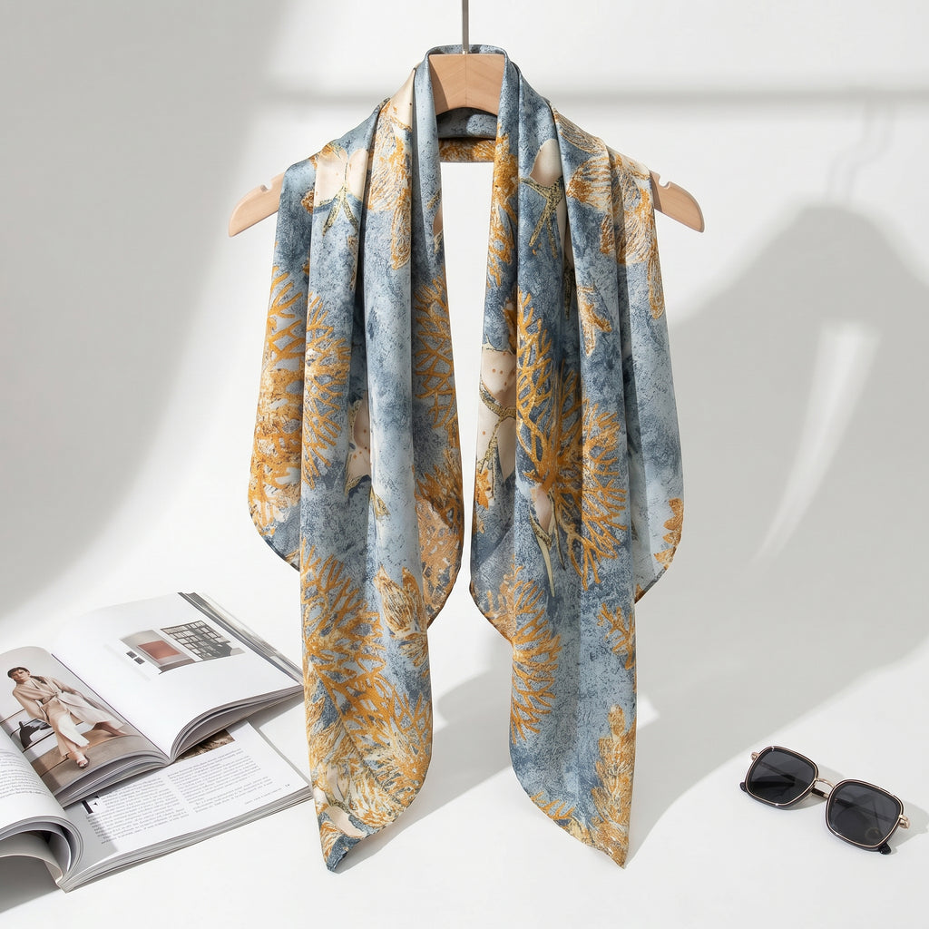 Golden Drape tree silk scarf