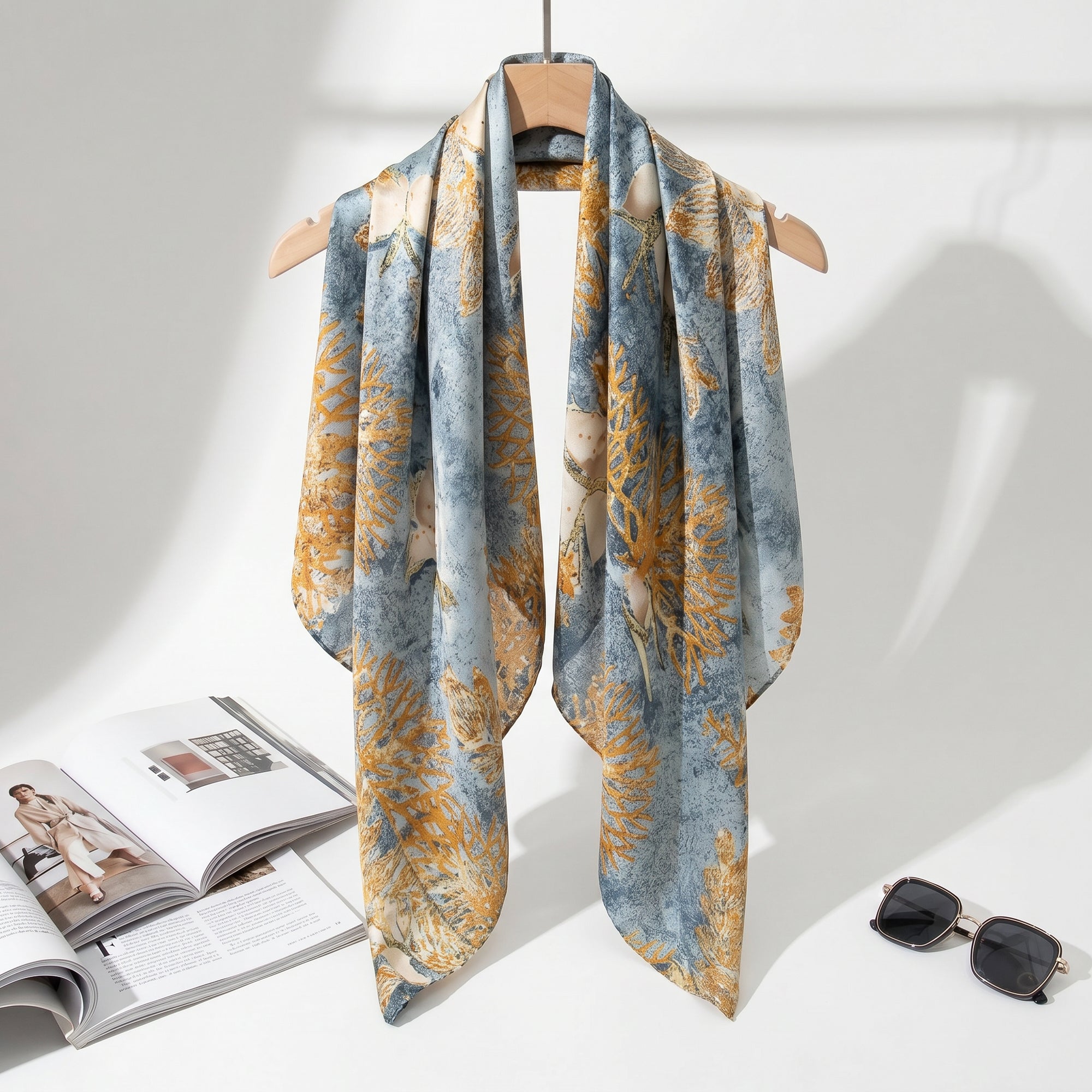 Golden Drape tree silk scarf