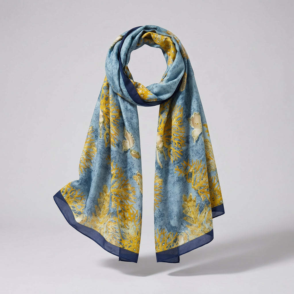 Golden Drape tree silk scarf