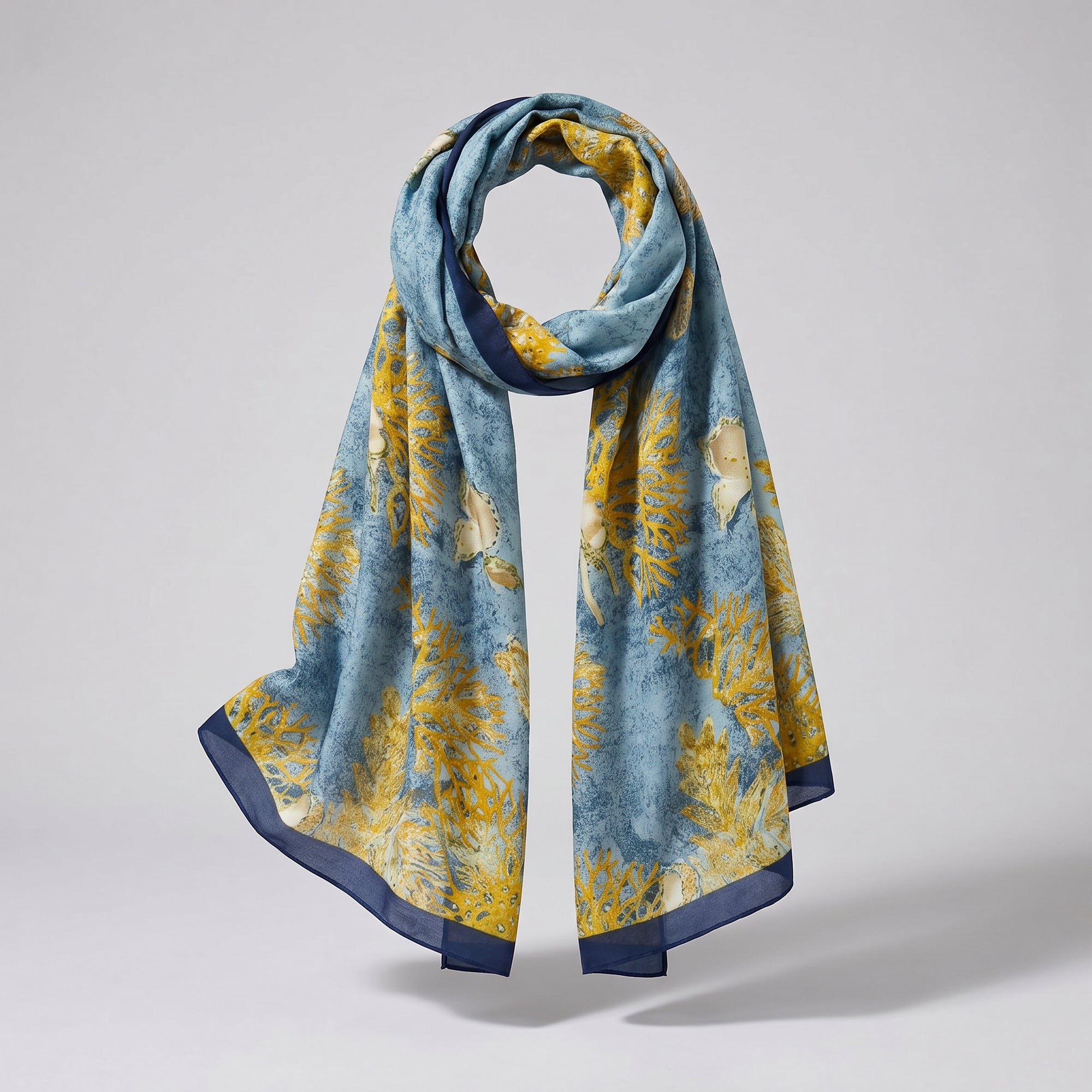 Golden Drape tree silk scarf