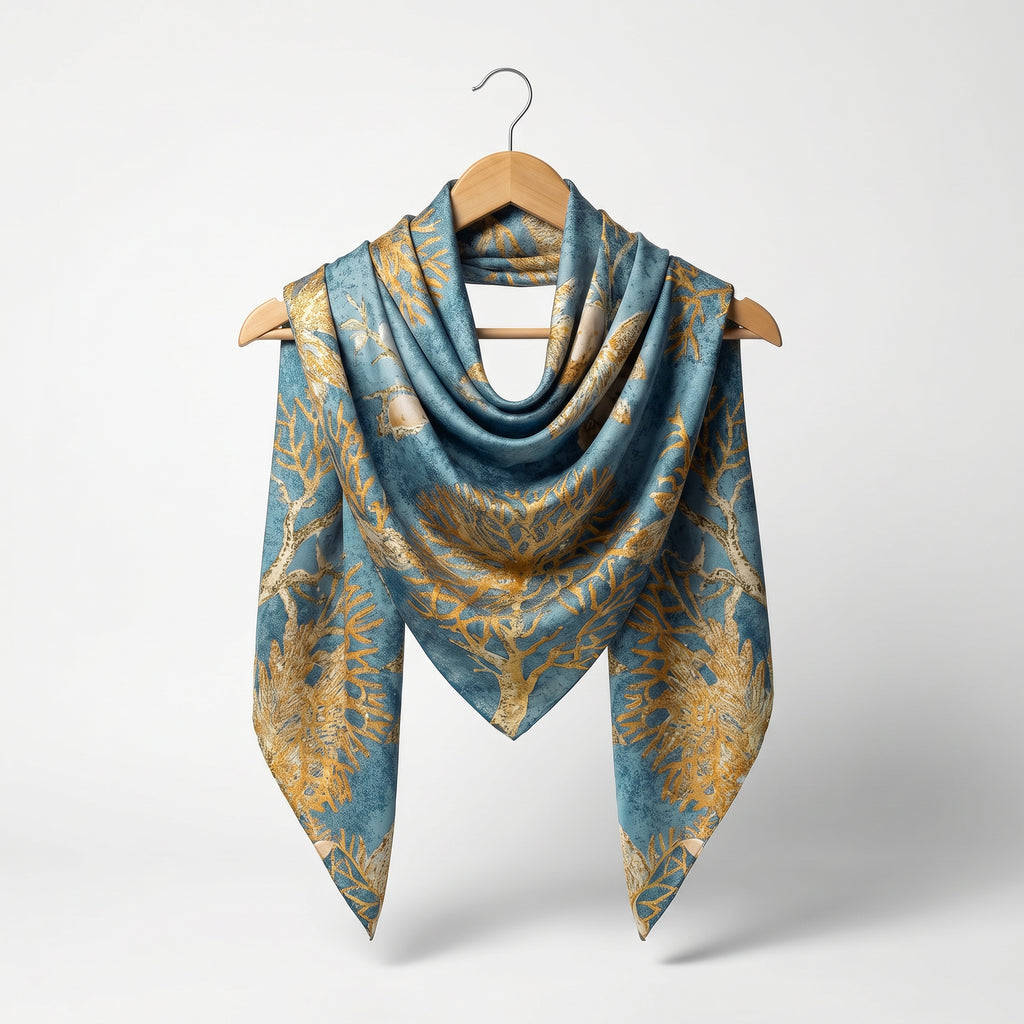 Golden Drape tree silk scarf