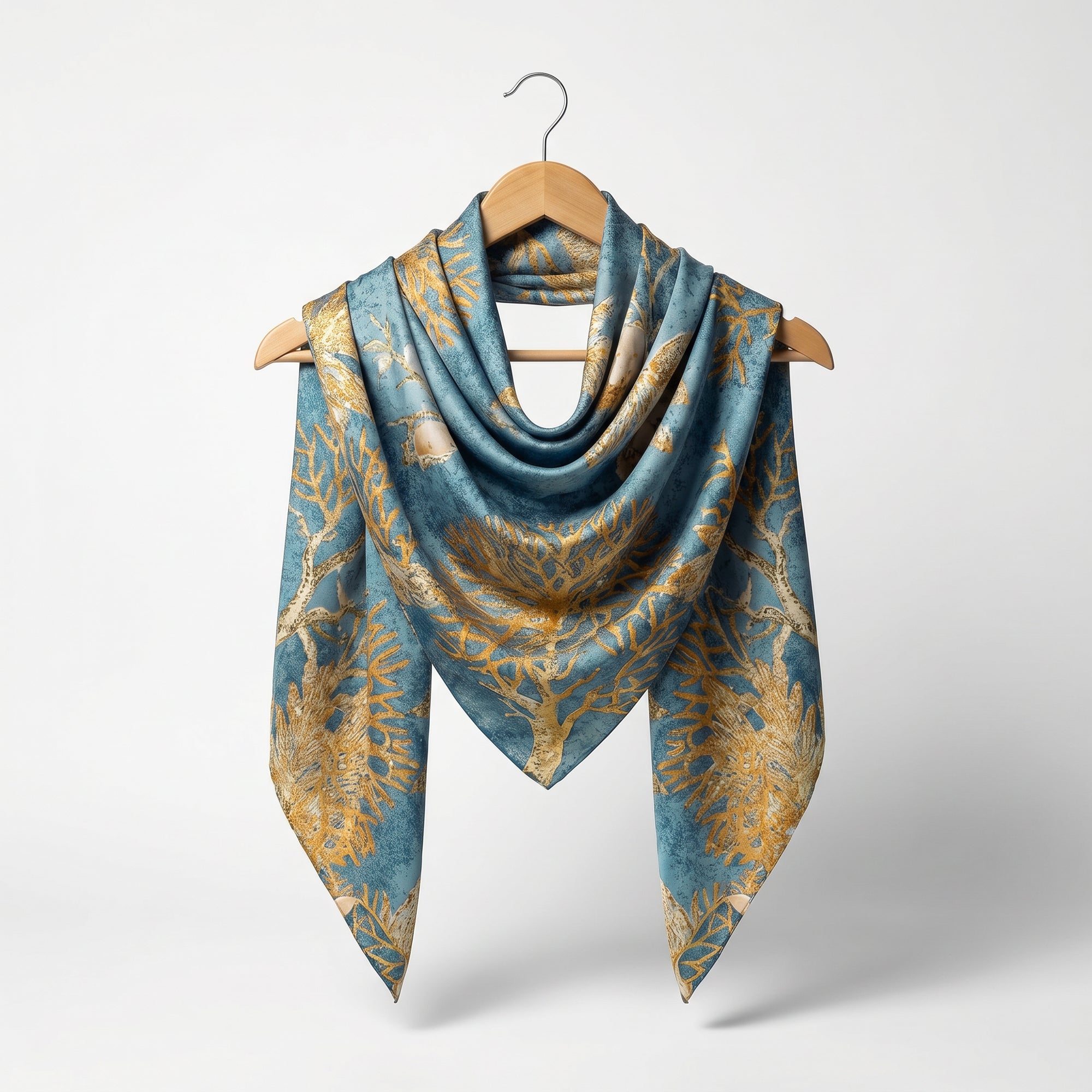 Golden Drape tree silk scarf