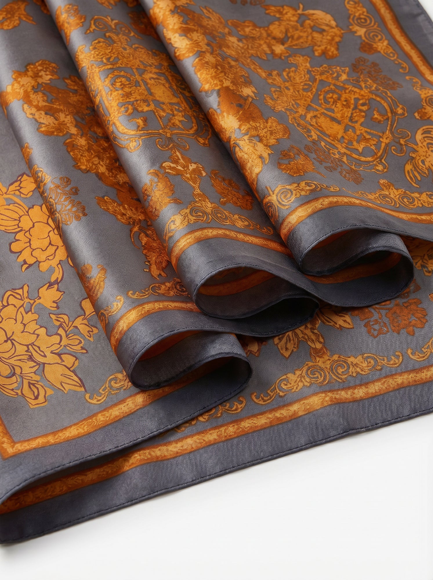 Golden Aura grey silk scarf
