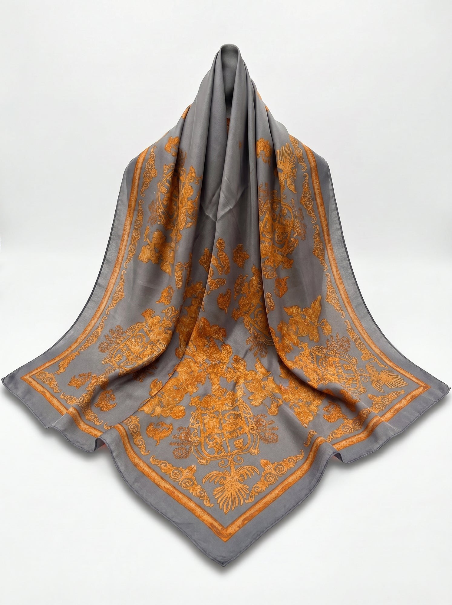 Golden Aura grey silk scarf