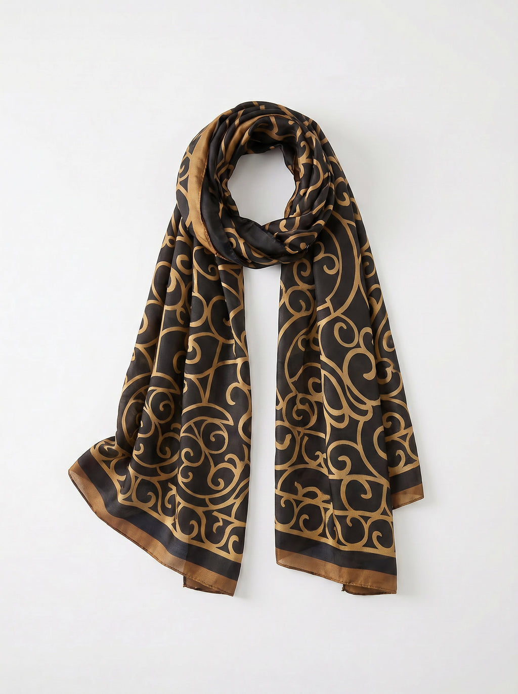 Monarch black gold elegance silk scarf
