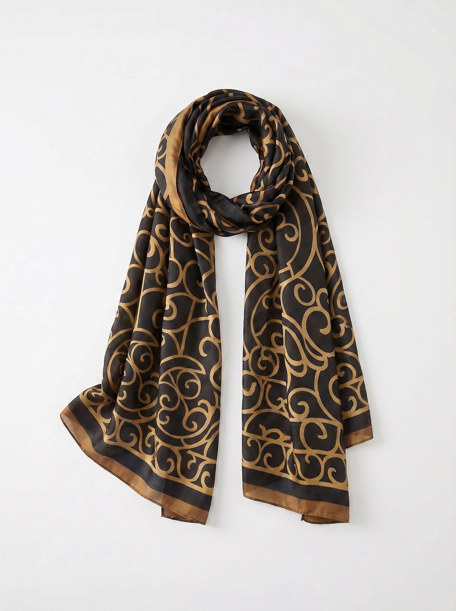 Monarch black gold elegance silk scarf