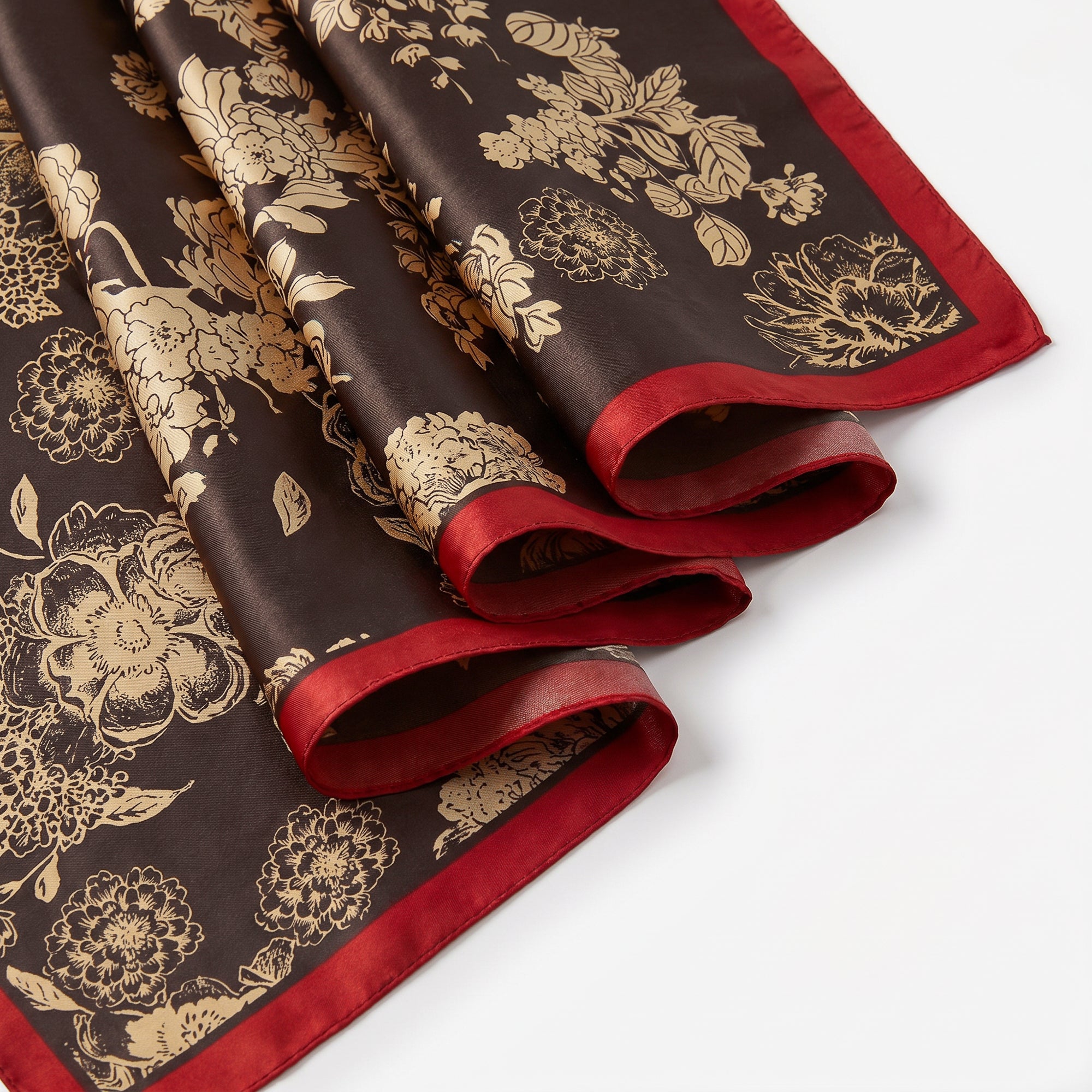 Scarlet garden petal noir silk scarf
