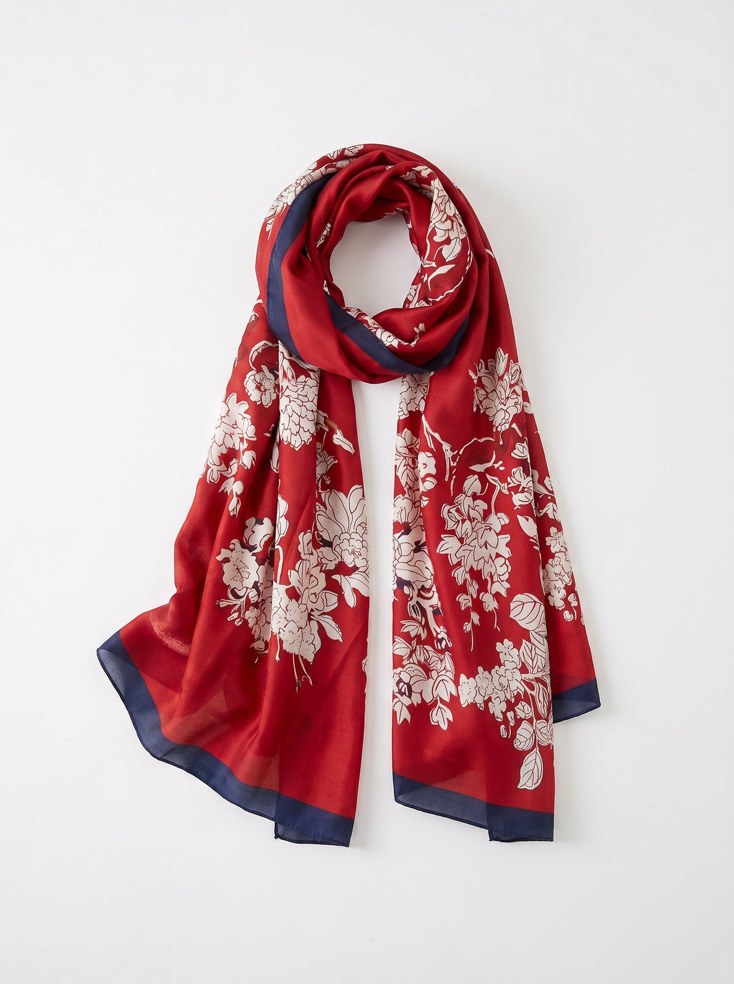 Royal ruby bloom silk scarf