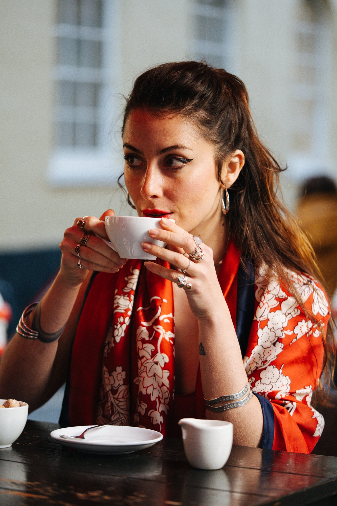Royal ruby bloom silk scarf