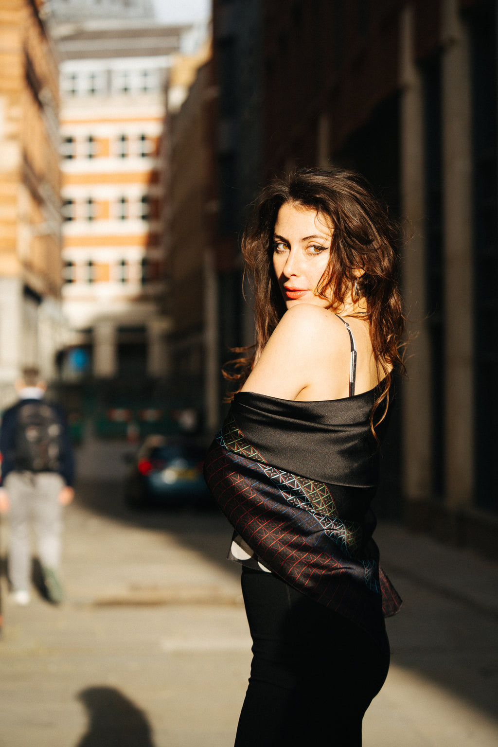 Midnight golden shade radiance silk scarf